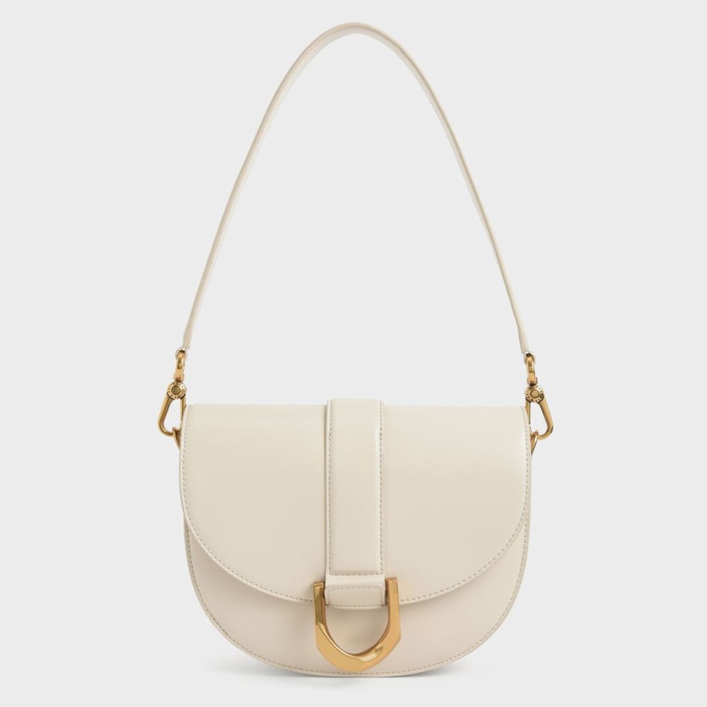 Charles & Keith Gabine Saddle Bag (Cream)